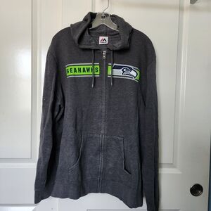 Majestic Charcoal Seattle Seahawks Full-Zip Hoodie